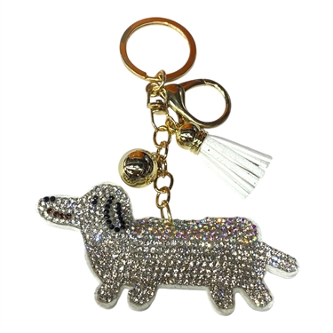 WHITE WEENIE DOG KEYCHAIN
