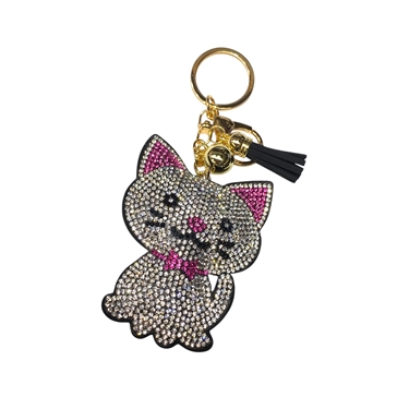 WHITE CAT KEYCHAIN