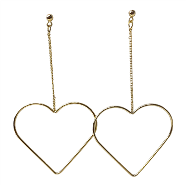 GOLD DANGLING HEART EARRING