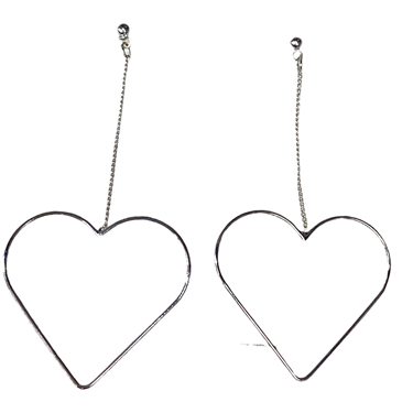 SILVER DANGLING HEART EARRING