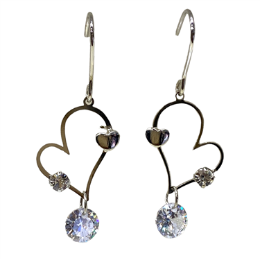 SILVER HEART EARRING