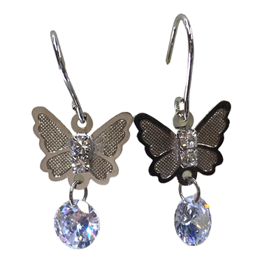 SILVER HOOK BUTTERFLY EARRING