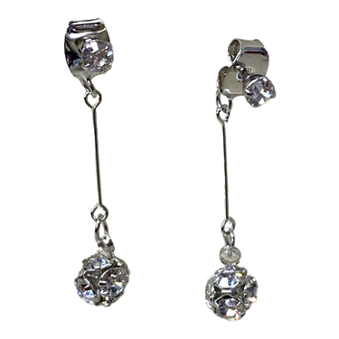 SILVER BALL DANGLING EARRING