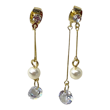 GOLD PEARL DANGLING EARRING