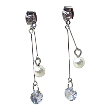SILVER PEARL DANGLING EARRING