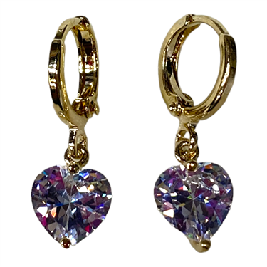 GOLD HEART DANGLING EARRING