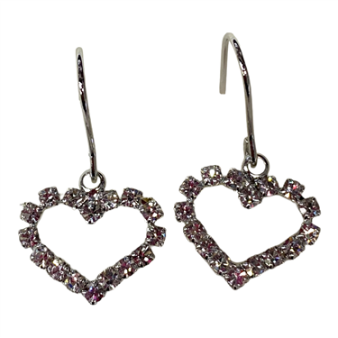 SILVER DANGLING HEART EARRING