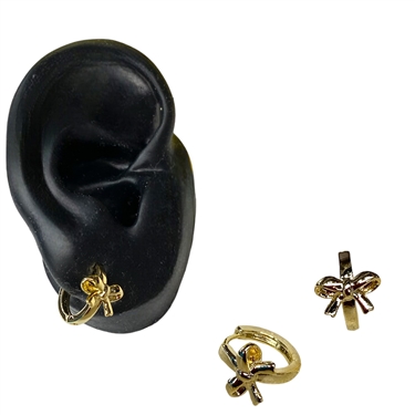 GOLD BOW HUGGIE EARRING