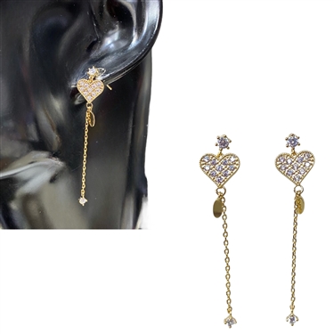 GOLD HEART DANGLING EARRING