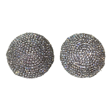 SILVER BIG RHINESTONE STUD EARRING