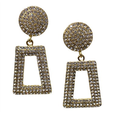 GOLD EXAGGERATED METAL RECTANGLE EARRING
