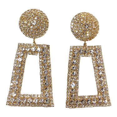 GOLD EXAGGERATED METAL RECTANGLE EARRING