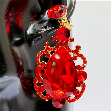 RED CLIP ON EARRING