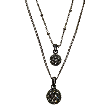 BLACK DOUBLE BALL NECKLACE