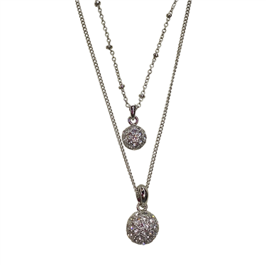 SILVER DOUBLE BALL NECKLACE