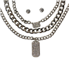 SILVER CHAIN CUBAN SET