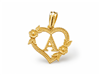 Hollow Floral Letter A Heart Pendant