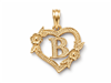 Hollow Floral Letter B Heart Pendant