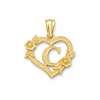 Hollow Floral Letter C Heart Pendant