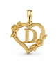 Hollow Floral Letter D Heart Pendant
