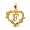 Hollow Floral Letter F Heart Pendant
