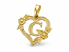 Hollow Floral Letter G Heart Pendant