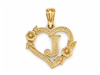 Hollow Floral Letter J Heart Pendant