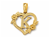 Hollow Floral Letter K Heart Pendant