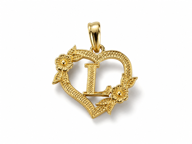 Hollow Floral Letter L Heart Pendant