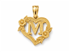 Hollow Floral Letter M Heart Pendant