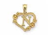 Hollow Floral Letter N Heart Pendant