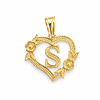 Hollow Floral Letter S Heart Pendant