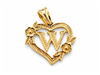 Hollow Floral Letter W Heart Pendant
