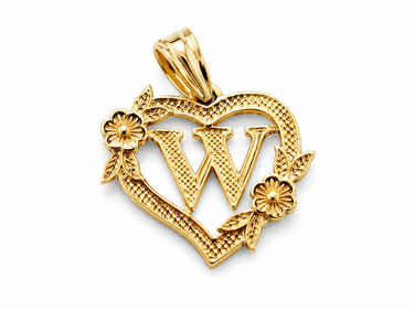 Hollow Floral Letter W Heart Pendant