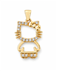 Gold-Plated CZ Hello Kitty Hollow Pendant