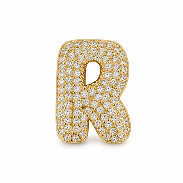 Plated Pave R Letter Pendant