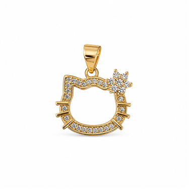 Gold-Plated CZ Hello Kitty Head Pendant