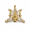 Gold Virgin Mary Pearl Crown Pendant