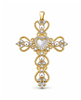 Gold Cross Heart Pearl Pendant