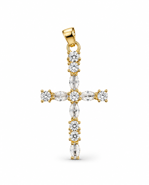 Pearl CZ Cross Pendant
