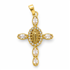 Gold-Plated CZ Virgin Mary Cross Pendant
