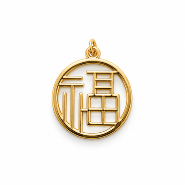Gold-Plated Hollow Fu Character Pendant