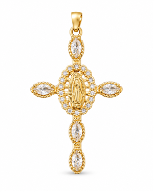 Virgin Mary Marquise CZ Cross Pendant