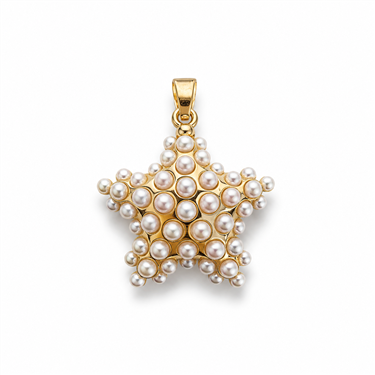 Gold-Plated Pearl Star Pendant