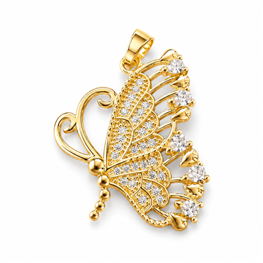 Plated CZ Butterfly Pendant