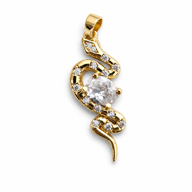 Gold-Plated CZ Snake Pendant
