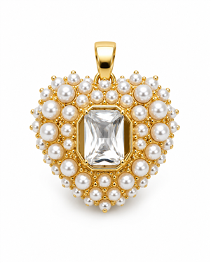 Gold-plated heart-shaped pearl zircon pendant