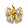 Gold-Plated Pearl & CZ Bow Pendant