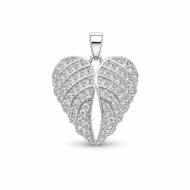 Plated CZ Heart Leaf Pendant