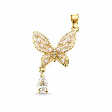Pearl Butterfly Drop Pendant